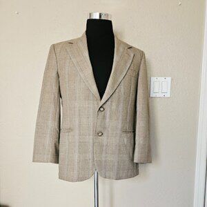 Country Squire Wool Blend Classic Beige Plaid Blazer Men’s size 40